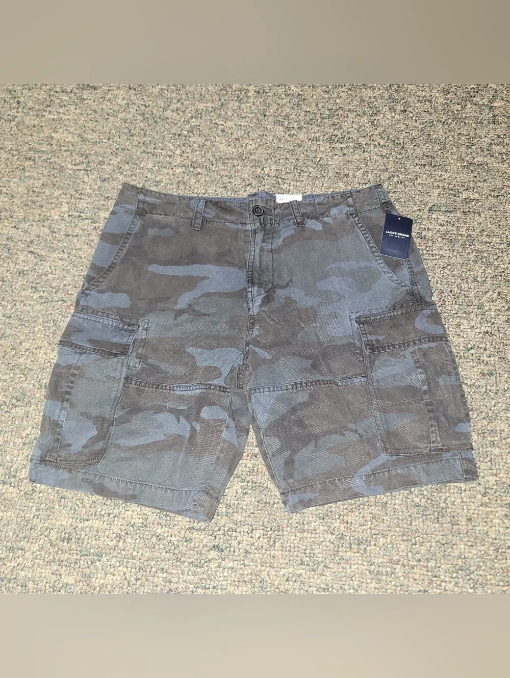 Lucky Brand Men's Blue Black Camo Cargo Shorts